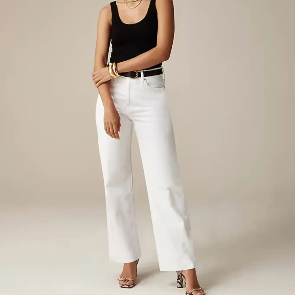 NWT J. Crew 2024 White Slim Wide Leg Jean Size 33